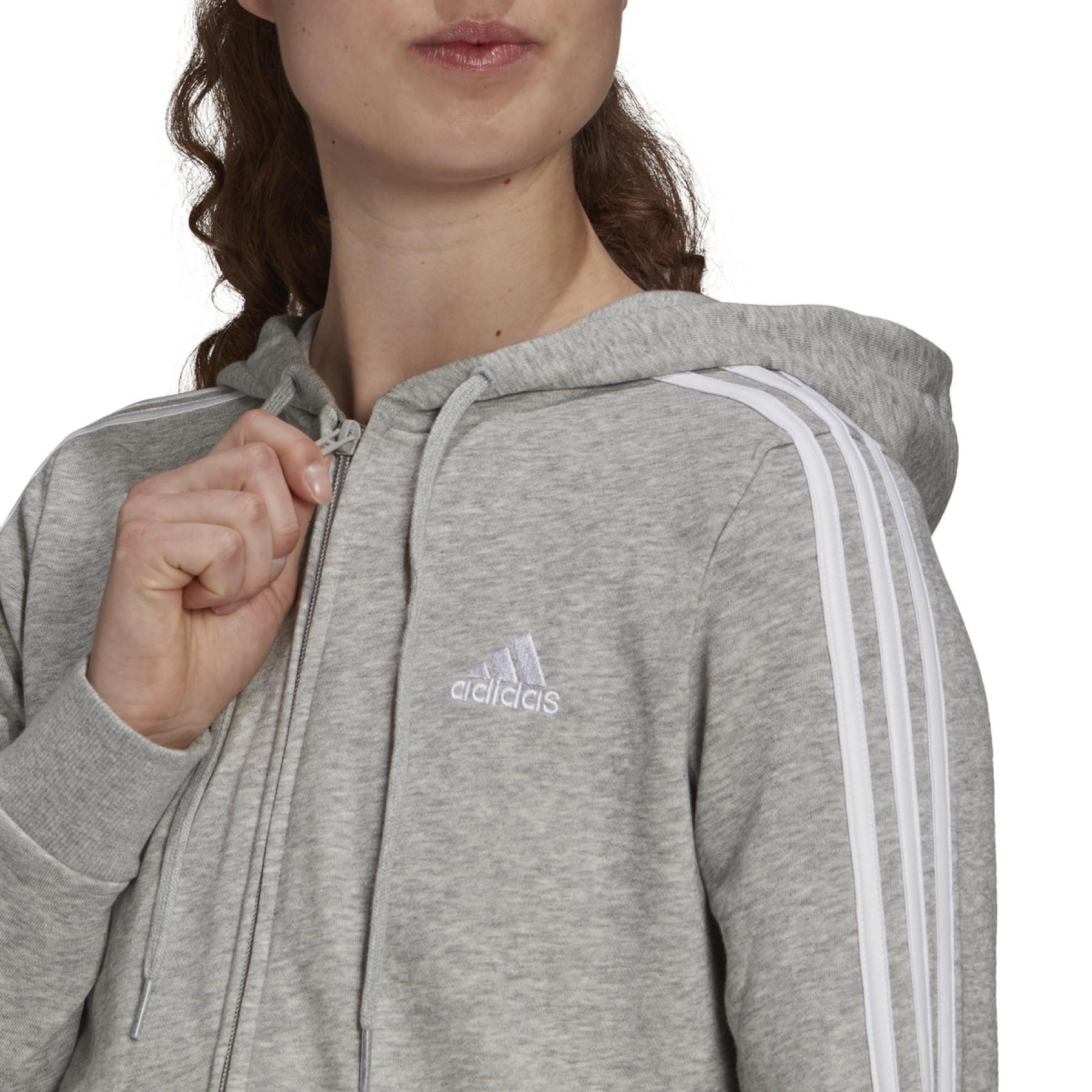 Sweatshirt zippé à capuche femme adidas Essentials French Terry 3-Bandes